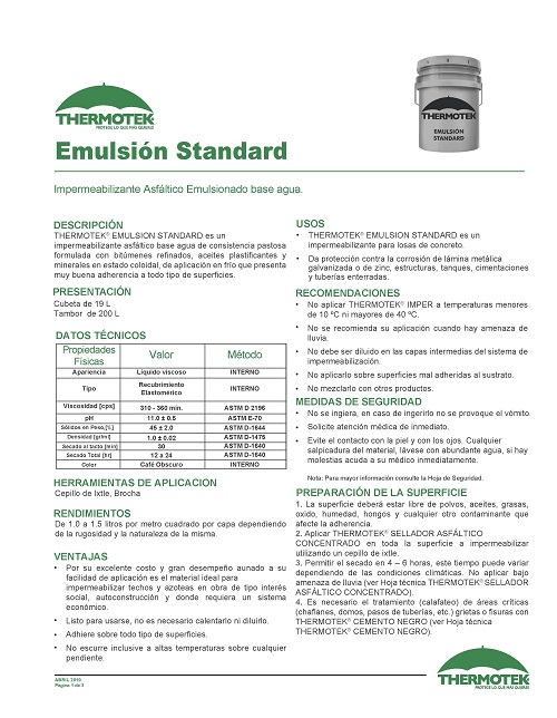 IMAGEN- MANTENIMIENTO RAPIDO Com- Ejemplo-Ficha-Tecnica-THERMOTEK®-EMULSION-STANDARD_Página_1